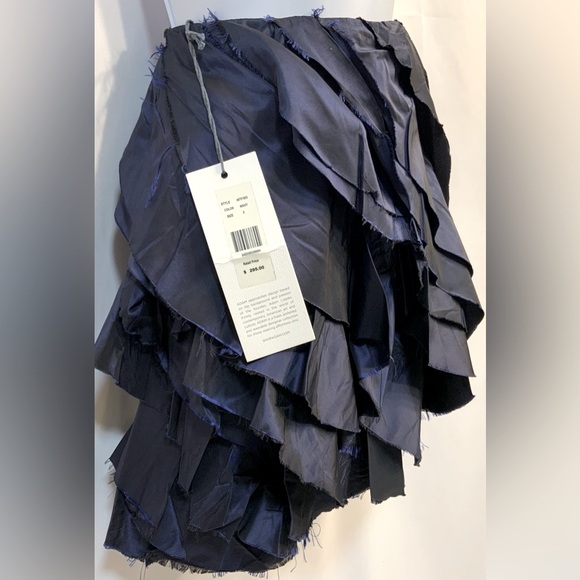 Adam Lippes Women’s Navy Silk Mini Skirt - Picture 3 of 4